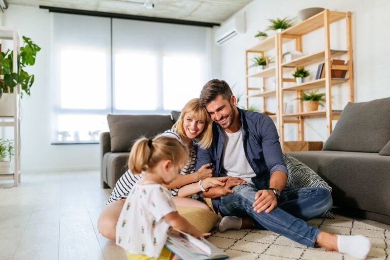 family enjoying inside house ac on the back