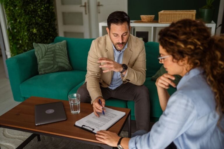 finance consultation woman and man