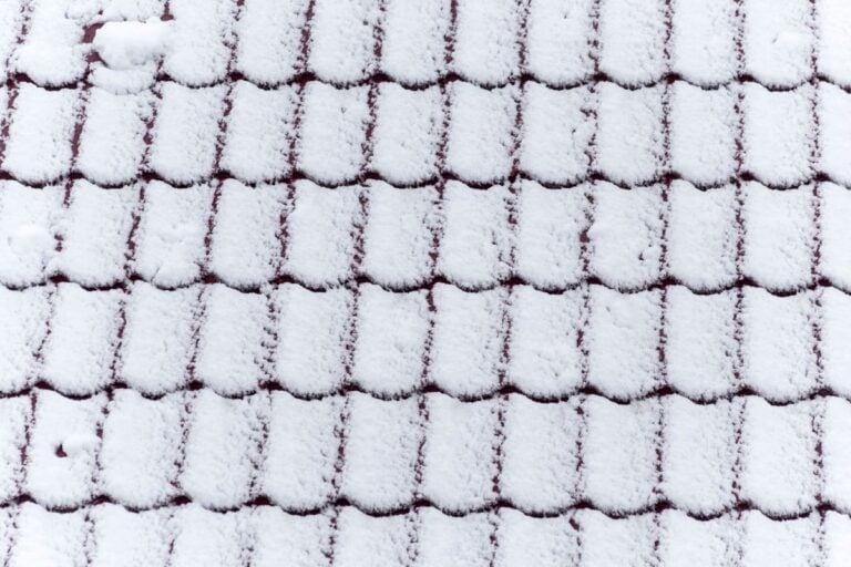 snowy texture on a tile roof