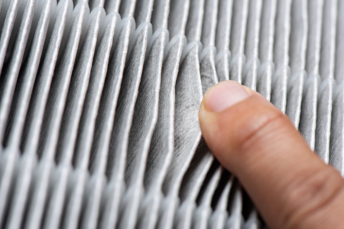 Close-up on an air filter, MERV rating