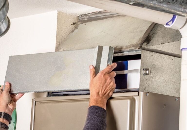 Removal of furnace access door for filter