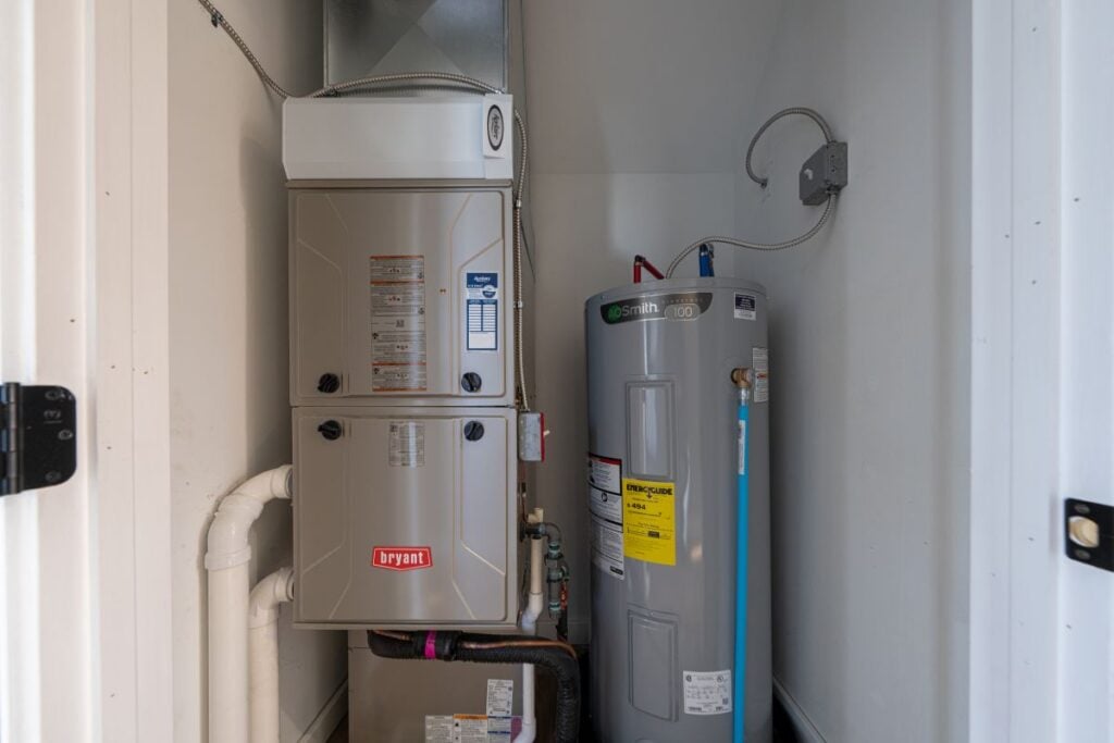 a furnace being installed